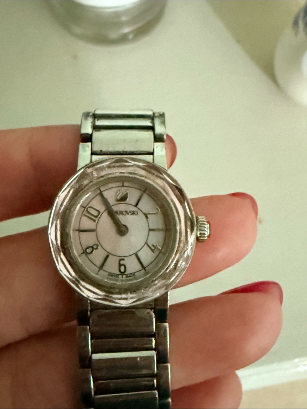 Swarovski Silver-Tone Crystal Bezel Women's Bracelet Watch